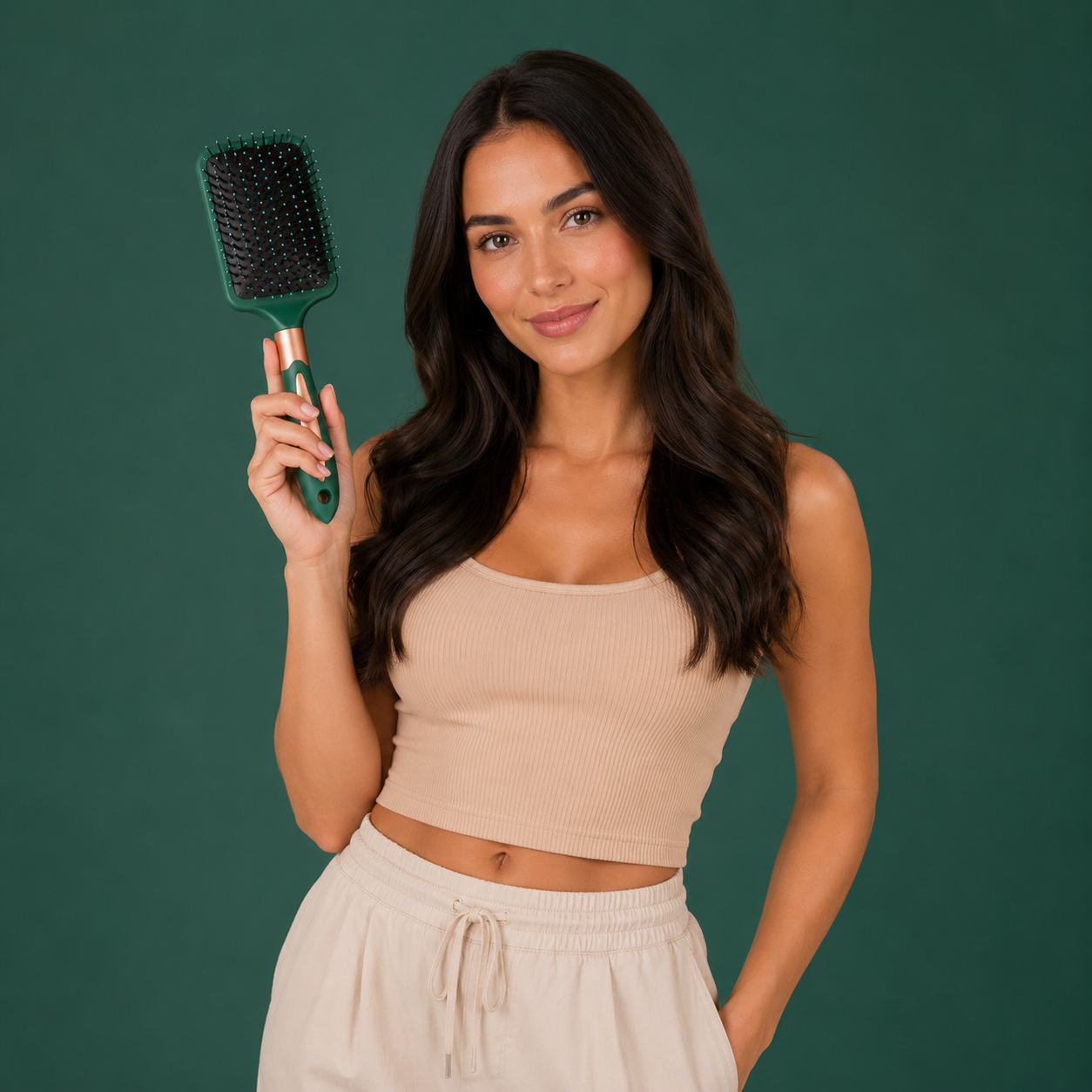 Detangling Hair Brush Émeraude Velour